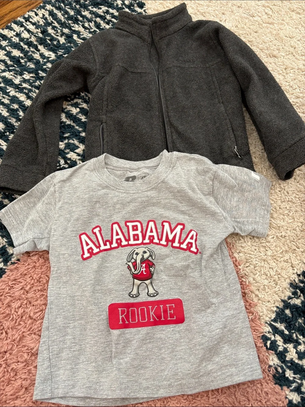 Alabama Rookie Gray Kids T‑Shirt, Grey Columbia Fleece